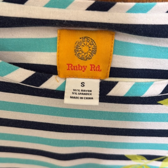 Ruby Rd. ¾ Sleeve Striped Top - Picture 4 of 4